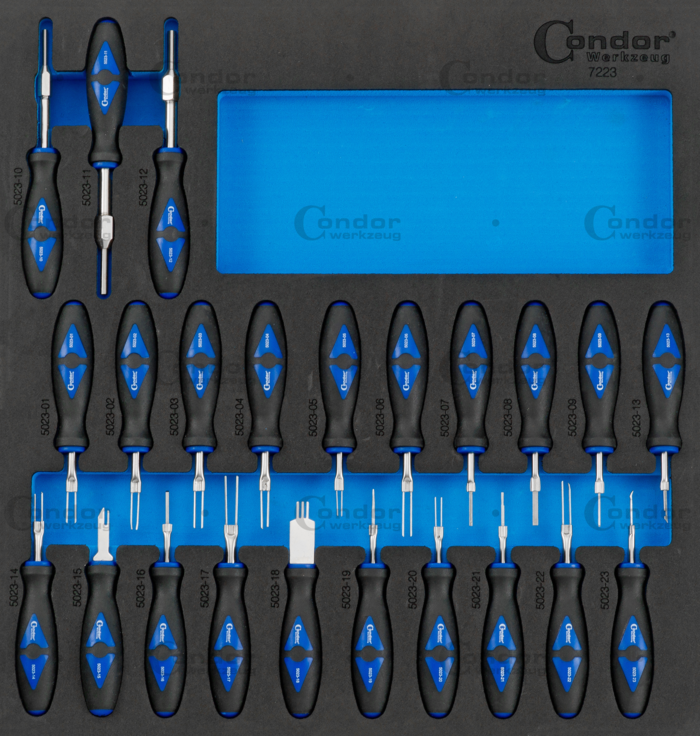 Condor Werkzeug, Produkt: Schaumeinlage Entriegelungswerkzeug 2/3, 23-tlg.